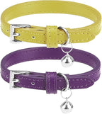 PUPTECK 2 PCS Soft Genuine Leather Cat Kitten Collar by PUPTECK