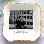 Custom Couple Portrait Photo Ring Dish, Personalized Picture Trinket Tray by Anniversaree