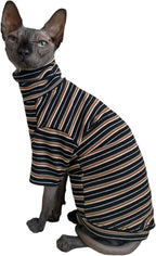 Vintage Stripes Sphynx Hairless Cats Shirt Cotton Cat Turtleneck Pet Clothes - Image 2
