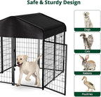 Dog Kennel Outside with Roof, Heavty Duty Welded Dog Crate Playpen with - Image 4