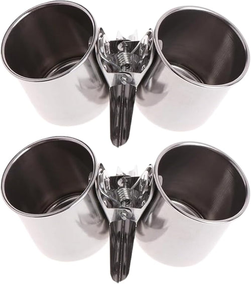 2 PCS Stainless Steel Bird Bowls by Unknown