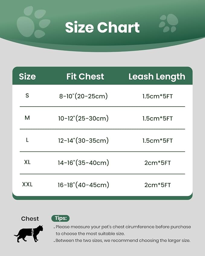 FAYOGOO Cat Harness and Leash Set | Upgrade Step-in Escape Proof Harness | - Image 6