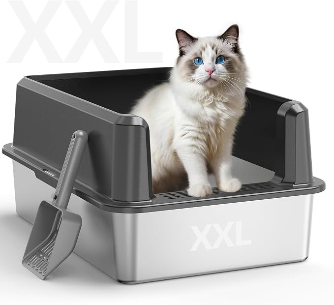 Enclosed Stainless Steel Cat Litter Box by CatLitterBox