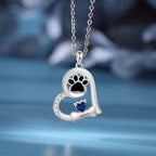 Personalized Cute Dog Cat Paw Name Necklace Forever Love Custom Heart Pendant - Image 3