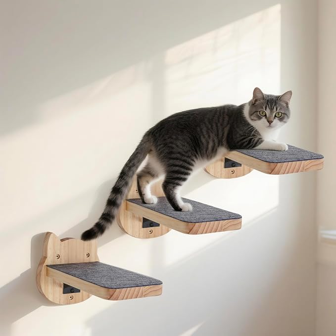 ESPETS Natural Solid Wood Cat Wall Floating Steps Set of 3 - Image 7