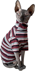 Vintage Stripes Sphynx Hairless Cats Shirt Cotton Cat Turtleneck Pet Clothes - Image 2