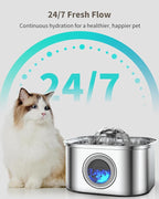 Cat Water Fountain Stainless Steel, 3.2L/108oz Cat Fountain - Image 7