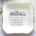 Custom City Skyline Engaged Ring Dish, Engagement Ring Holder, Custom Wedding by Anniversaree
