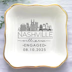Custom City Skyline Engaged Ring Dish, Engagement Ring Holder, Custom Wedding by Anniversaree
