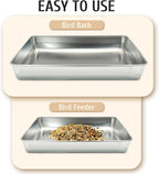 kathson Stainless Steel Bird Bath 16.14"×12.2"×2.36" Metal Bird Bath Tray Pet - Image 4