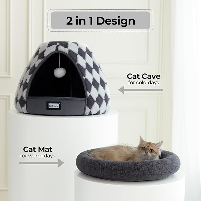 BALANCE Cat Beds for Indoor Cats, 2-in-1 Cat Bed Cave - Image 7