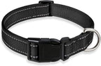 Reflective Dog Collar with Buckle Adjustable Safety Nylon Collars by BOOMIBOO