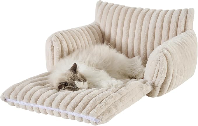 Hollypet Cat Bed Fluffy Plush Mutifuctional Double-Layer Soft Pet Couch - Image 2
