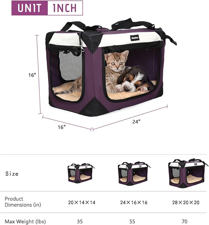 Large Cat Carrier, Collapsible Dog Travel Crate Portable Soft-Sided Pet Carrier - Image 4