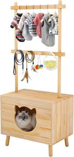 LOYIGA Cat House Side Table, Dog Closet Wooden Pet House Kitten Clothes Rack by LOYIGA