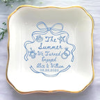 Personalized Ring Dish Engagement Gift, Whimsical Doodle Engaged Ring Holder by Anniversaree