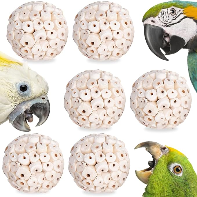 6 Pack Bird Toy Sola Balls, Natural Parrot Soft Chew Shredding & Foraging Toy by sevvynaut