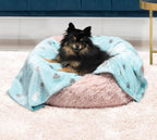 Juicy Couture Plush Flannel Pet Throw Blanket, Turquoise Juicy Scottie Hearts - Image 2