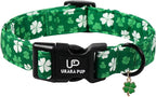 St. Patrick's Day Dog Collar, UP URARA PUP Shamrock Adjustable Pet Collar by UPURARAPUP