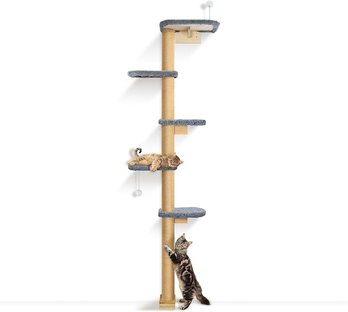 Cat Wall Shelves for Kittens, 83” Floor to Ceiling Cat Tree - Image 9
