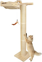54.3" Cat Window Perch with 3 Adjustable Roman Column Sisal Scratching Posts by Famifit