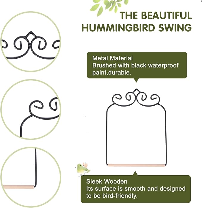 2PK Metal Frame Hummingbird Swings and Perches - Image 3