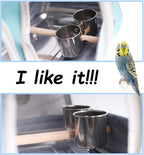 Bird Feeder Cups with Clamp Mount on Standing Perch, 2 Stainless Steel Cups - Image 5