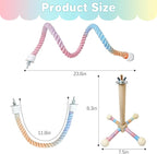 BNOSDM Bird Rope Perch with Stand Perch Toy Set Bendable Rope Perches Wooden - Image 2