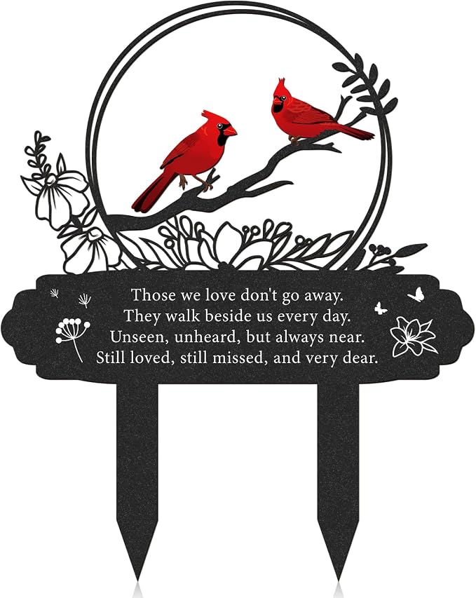 Cardinal Grave Decorations for Cemetery, Metal Memorial Stakes Grave by RNGMSI