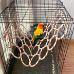 Bird Swing Climbing Rope Net Toys 14" x 24" Parakeet Hemp Rope Perch Swing - Image 2