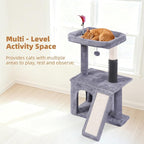 Cat Tree with Self-Grooming Brush and Interactive Toys, Cat Tree Tower - Image 4