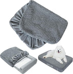 Dog Bed Covers Soft Plush Replacement Washable, Waterproof Pet Bed Liner Grey by Moonsea