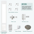 Doggie Door for Sliding Glass Doors, Adjustable Height 76 1/8"-80 7/8" Aluminum - Image 7
