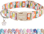 Faygarsle Colorful Floral Dog Collar, Cotton Fabric by Faygarsle