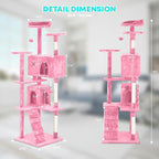 FDW | 70" Cat Tree Tower | Pink | Multi-Level Indoor Activity Center - Image 7