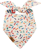 Birthday Dog Bandanas Medium Large, Colorful Sprinkle Stripes, Reversible Soft by FurryWhisper