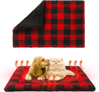 KOOLTAIL Self Warming Cat Bed, Christmas Plaid Pet Heated Pad by KOOLTAIL