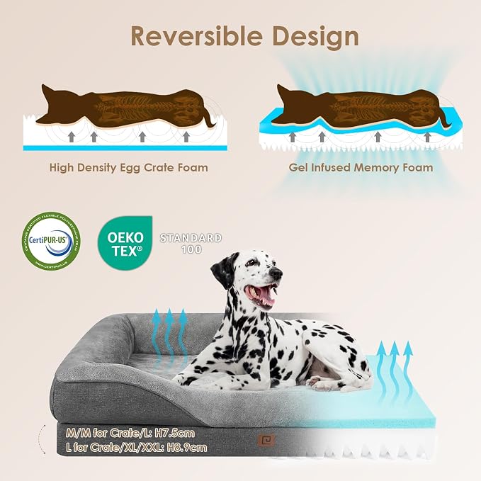 EHEYCIGA Orthopedic Dog Bed for Large Sized Dog, Waterproof Liner & Washable - Image 2