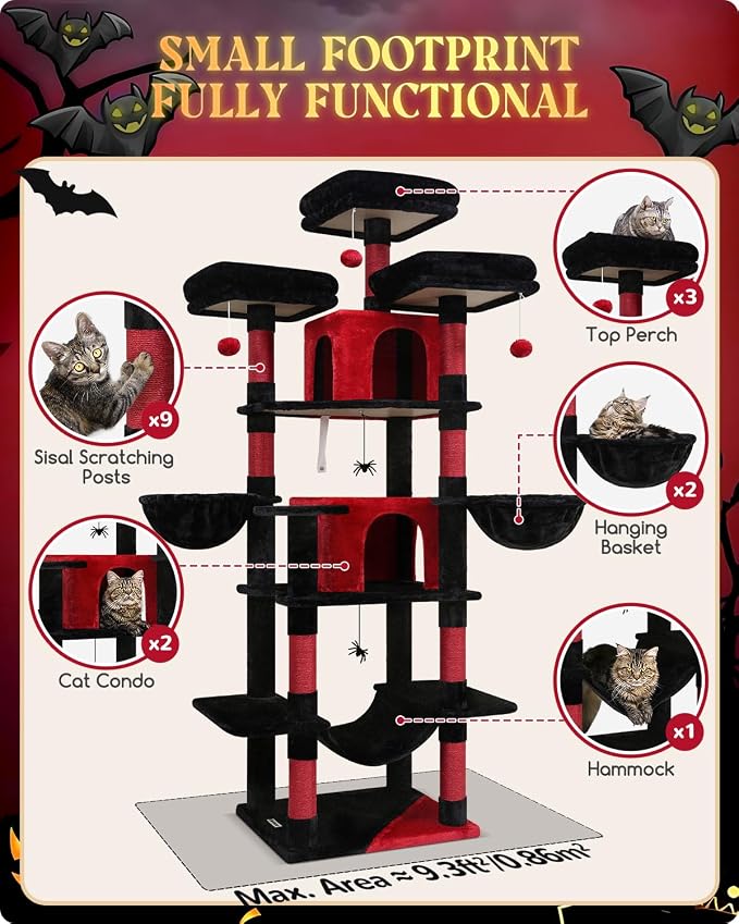 Globlazer Gothic Cat Tree, 80inch Goth Cat Tower - Image 2
