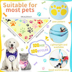 100 Pcs Paw Dog Bandanas Bulk Pet Bibs Colorful Triangle Scarf Paw Pattern Pet - Image 2