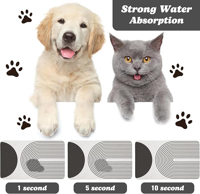 Dog Food Mats for Floors Waterproof, Cat Water Bowl Mats Pet Feeding Absorbent - Image 2