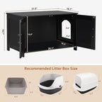 Homhedy Cat Litter Box Enclosure, Wooden Cat Washroom Furniture - Image 6
