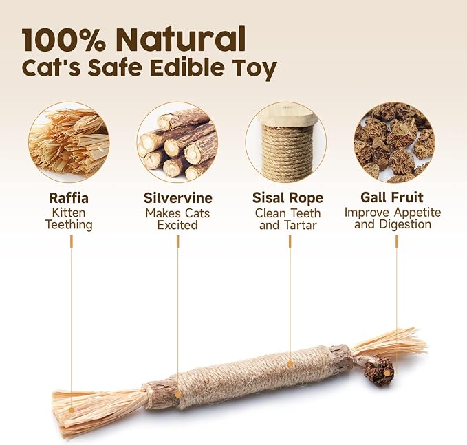 Potaroma 3 Pack Natural Silvervine Sticks Cat Toys, Catmint Silvervine Blend - Image 2