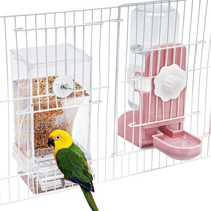 No Mess Bird Feeder Water Dispenser Set, Parakeet Cage Accessories, Bird Feeder by lemtrflo
