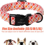 Fall Dog Collar, Fall Orange and Red Plaid Puppy Collar, Adjustable Cotton - Image 6