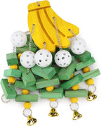Hypeety Large Parrot Hanging Swing Toy Bells Chew Toy Colorful Hanging Wood - Image 3