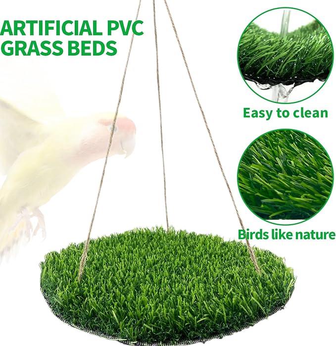 FlidRunest Large Bird Foraging Mat Toys, Natural Bird Grass Hammock Swing Toy - Image 5