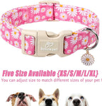 Summer Daisy Dog Collar, Cute Floral Adjustable Pink Dog Collars - Image 6