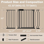 WAOWAO Baby Gate 43.3-52.75" Extra Wide Pressure Mounted Walk Through Swing - Image 2