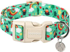 DOGWONG St. Patrick's Day Dog Collar, Lucky Clover Shamrock Green Dog Collar by DOGWONG